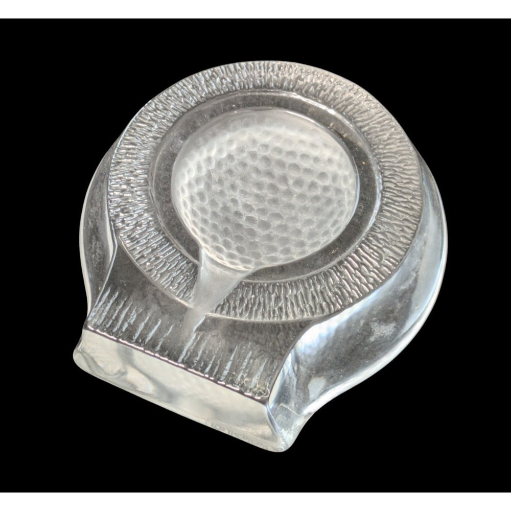 Nybro of Sweden Crystal Golf Ball on Tee Paperweight Desk Accessory Frosted
